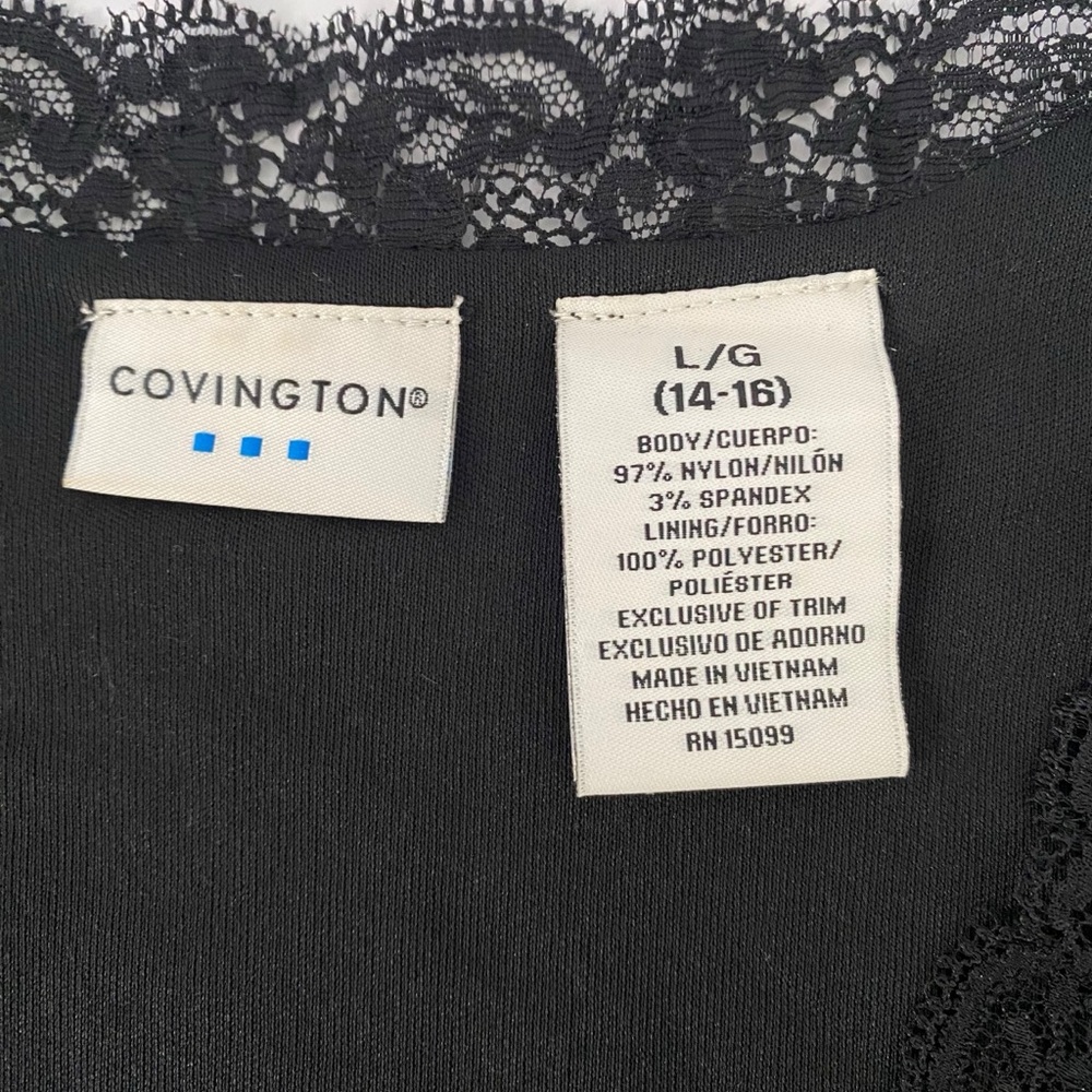 Covington Black Lace V Neck Sleeveless Top — Women’s Size L (14-16) - Picture 8 of 9